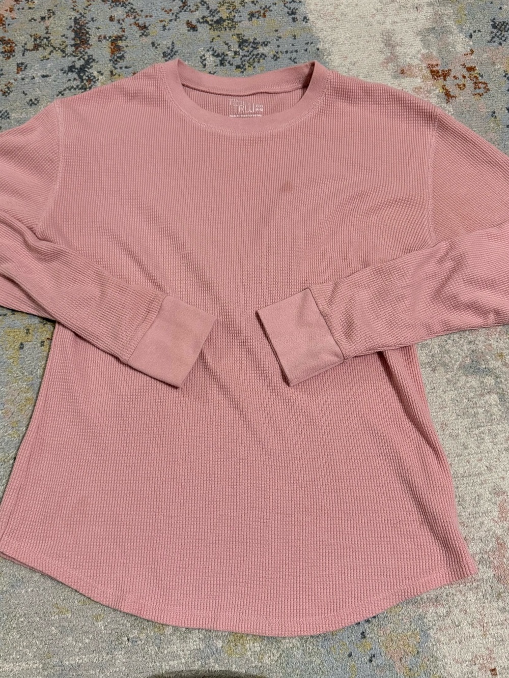 Time and Tru Long Sleeve Waffle Knit Tee in Dusty Rose